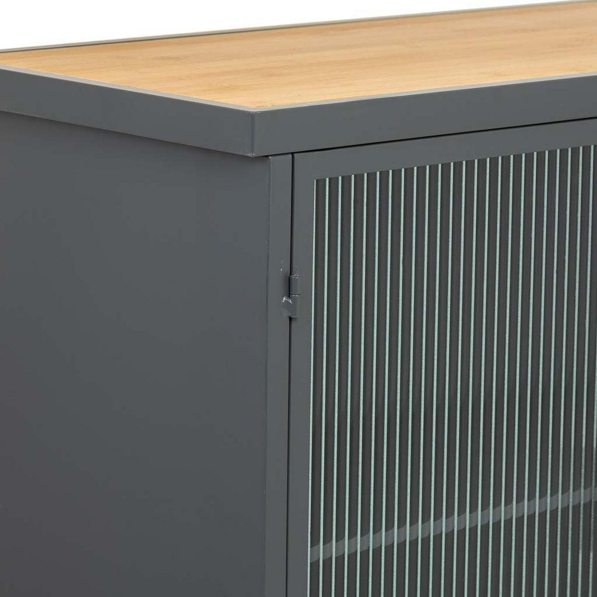 HOLZ-METALLSCHRANK mit Glas 160x36x80 cm - Schwarz, Holz (160/80/36cm) - Wanderlust