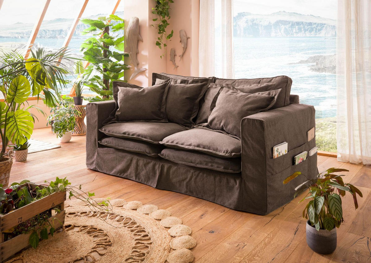 HUSSENSOFA 2-Sitzer196x108x76 taupe KINGSTON - Taupe, Textil (196/76/108cm) - Massivmoebel24