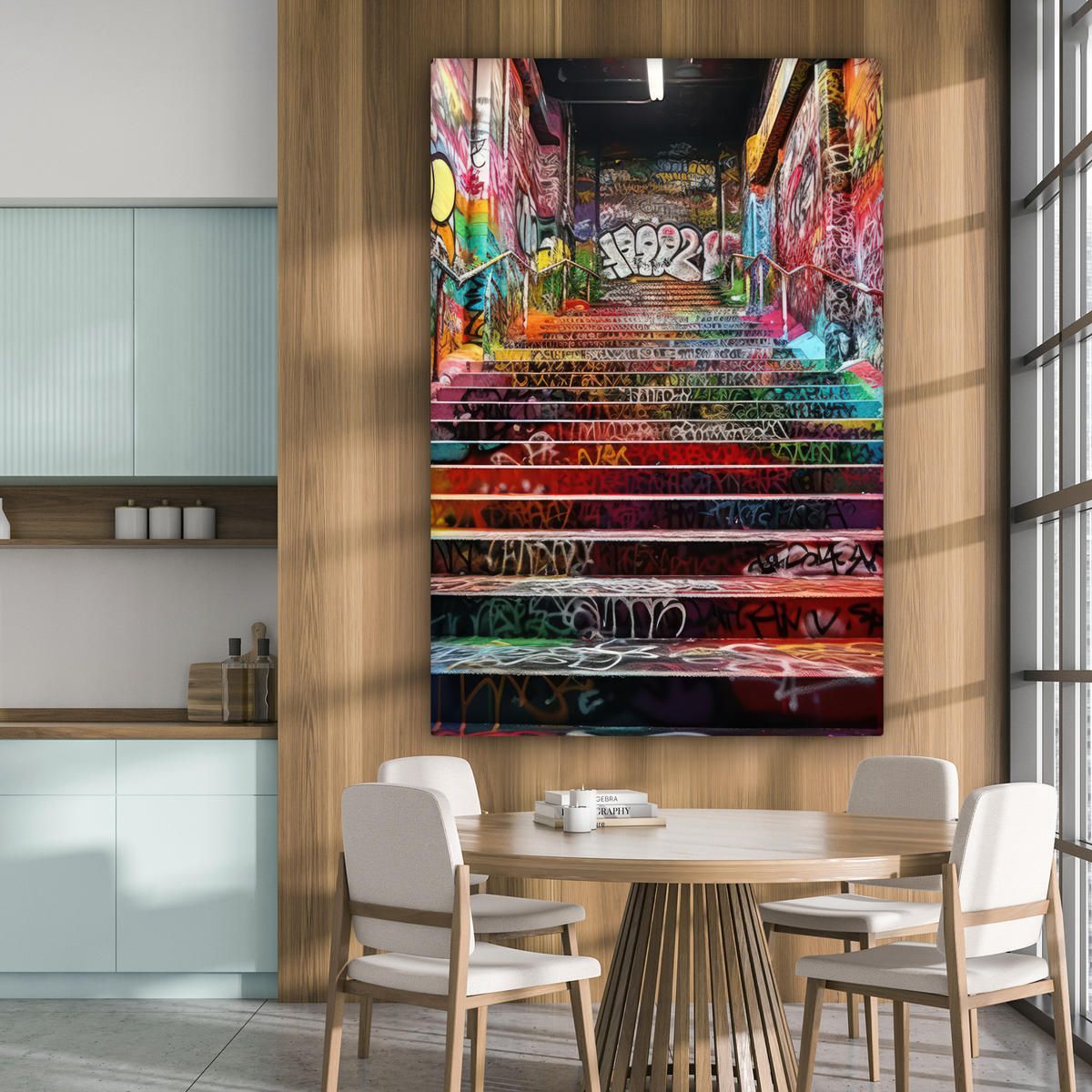 SLIKA NA PLATNU Stopnice 90x140 cm - večbarvno, tekstil (90/140cm) - MuchoWow
