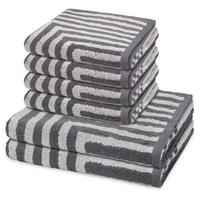 FROTTIERSET Grafik 6-teilig - Dunkelgrau, Textil (50/100cm) - Ross