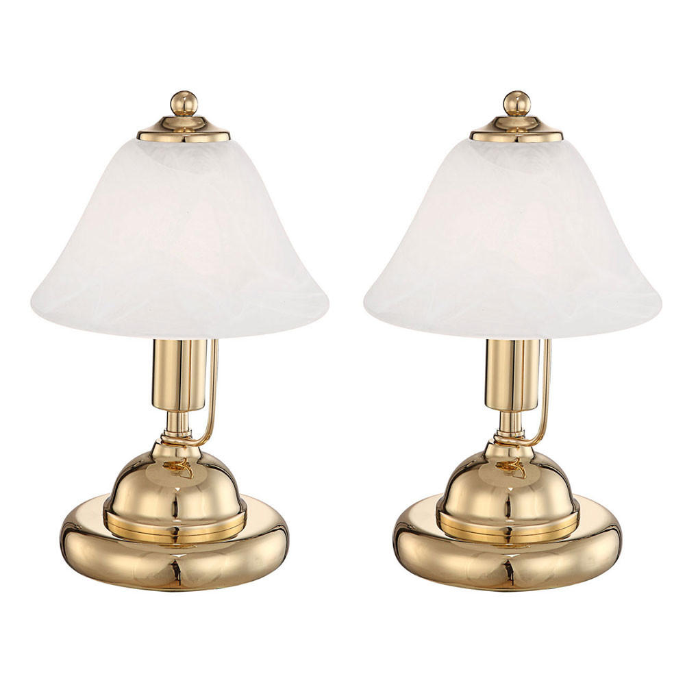 TISCHLEUCHTE Metall Messing Glas 2er Set - Messingfarben, Glas (17/17/27cm) - Globo Lighting