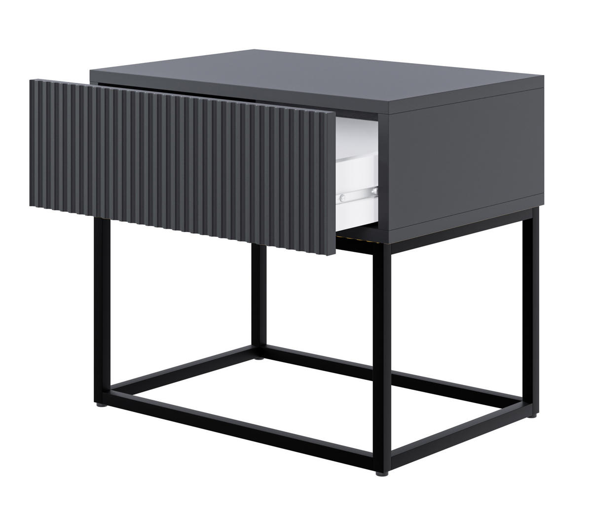 NACHTSCHRANK Veldio Schwarz mit schwarzen Beinen 50 cm - Schwarz, Holzwerkstoff/Metall (50/44/35.6cm) - Selsey