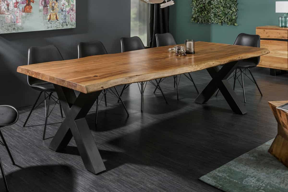 ESSTISCH MAMMUT NATURE Akazie Natur|Anthrazit 200cm - Braun/Grau, Holz/Metall (100/200/77cm) - riess-ambiente