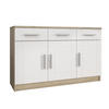 KOMMODE PERUGIA 103/70/37 cm mit 3 Schubladen 3 Türen Sonoma Eiche - Weiß/Sonoma Eiche, Holzwerkstoff (103/70/37cm) - MASSENO