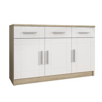 KOMMODE PERUGIA 103/70/37 cm mit 3 Schubladen 3 Türen Sonoma Eiche - Weiß/Sonoma Eiche, Holzwerkstoff (103/70/37cm) - MASSENO
