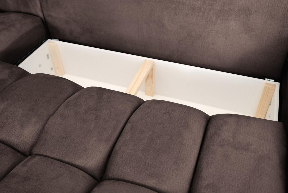 WOHNLANDSCHAFT Collin Mit Schlaffunktion - Braun, Holzwerkstoff/Textil (382/85/185cm) - Fun Möbel