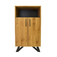 EICHENHOLZ-SCHRANK aus Massivholz und Metall für das Wohnzimmer JORGEN II - Eichefarben, Holz (65/115/45cm) - Rawood Furniture