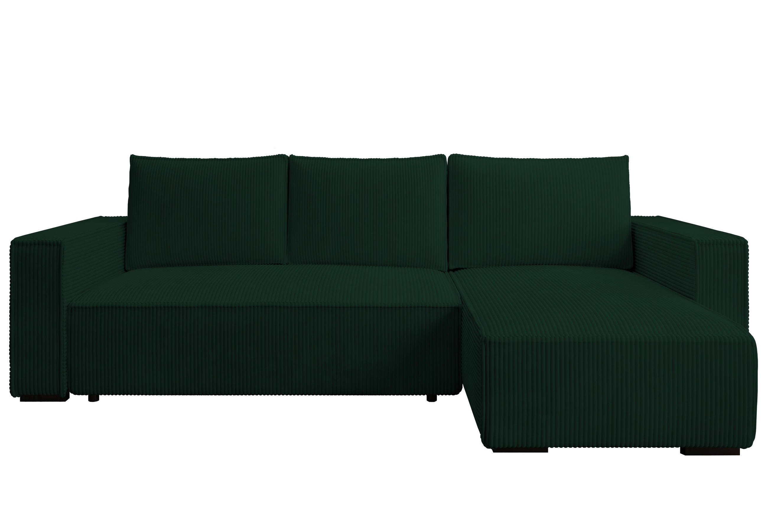 ECKSOFA CUDDY L, Eckcouch in L-Form mit Schlaffunktion und Bettkasten, Farbe: Grün, Cordstoff, Ottomane Rechts - Grün, Textil (240/140cm) - Storez24