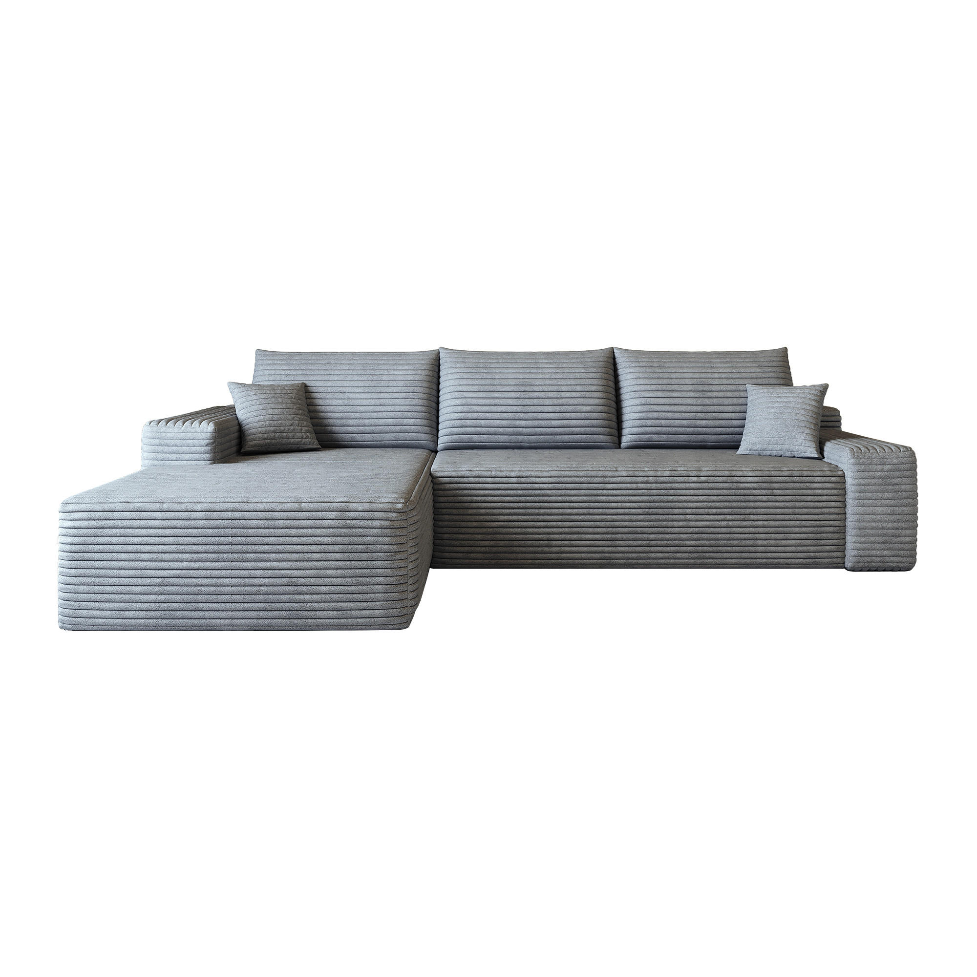 ECKSOFA 270/175/83 cm Grau Cord mit Chaiselongue, Linke Seite - Grau, Textil (270/175cm) - Oxeza