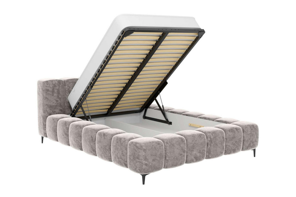 POLSTERBETT COZY Chenille Blaugrau 140/200 cm - Blaugrau/Schwarz, Textil/Metall (140/200cm) - 99rooms