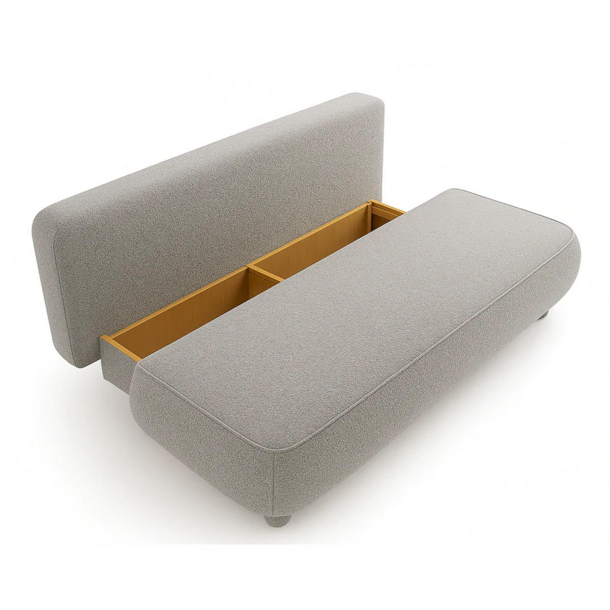 SCHLAFSOFA MAJA, Sofa mit Schlaffunktion und Bettkasten, Farbe: Hellgrau, Bouclé-Stoff - Hellgrau, Textil (209/96/96cm) - Sepro Meble