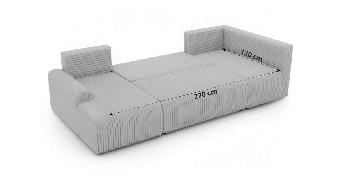WOHNLANDSCHAFT NESSARO COR U Braun Cord - Rechts Seite - Schwarz/Braun, Kunststoff/Textil (151/92/307cm) - MKS