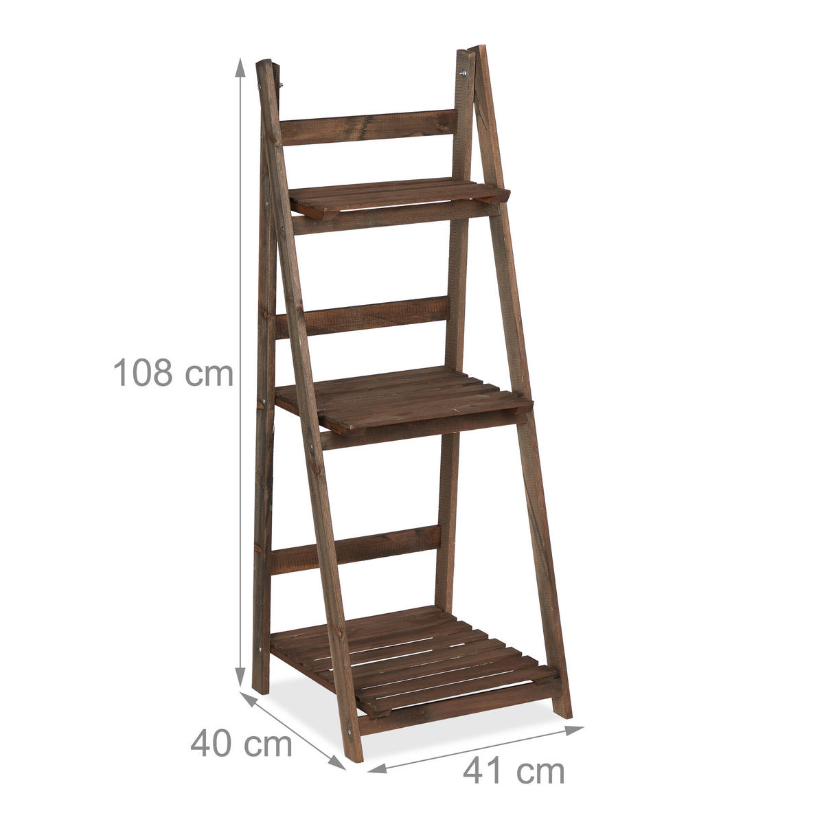 BLUMENTREPPE - Dunkelbraun, Holz (41/108/40cm) - Relaxdays