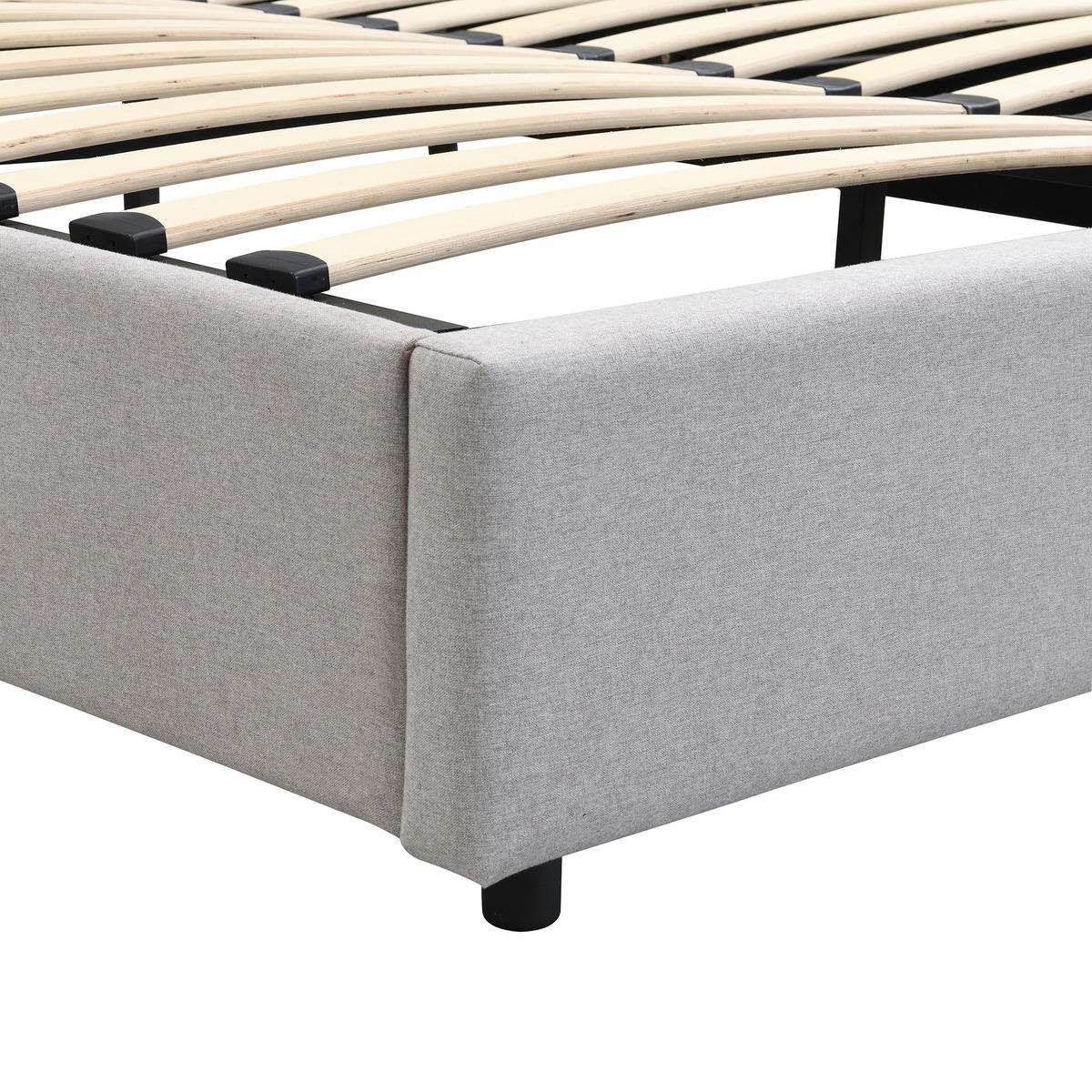 POLSTERBETT aus Leinen 180x200 cm in Grau mit USB & kabellosem Laden & Licht - Grau, Leder (180/200cm) - Modfu