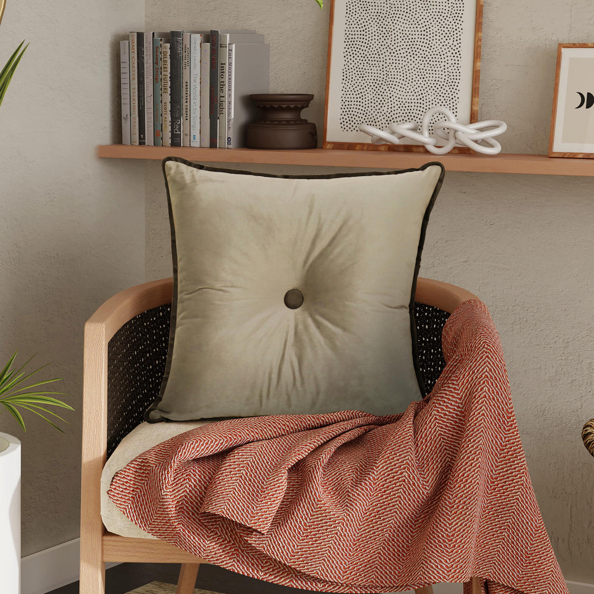 DEKOKISSEN Quadratische Samt 50*50cm - Hellbraun, Textil (50/50cm) - Vercart
