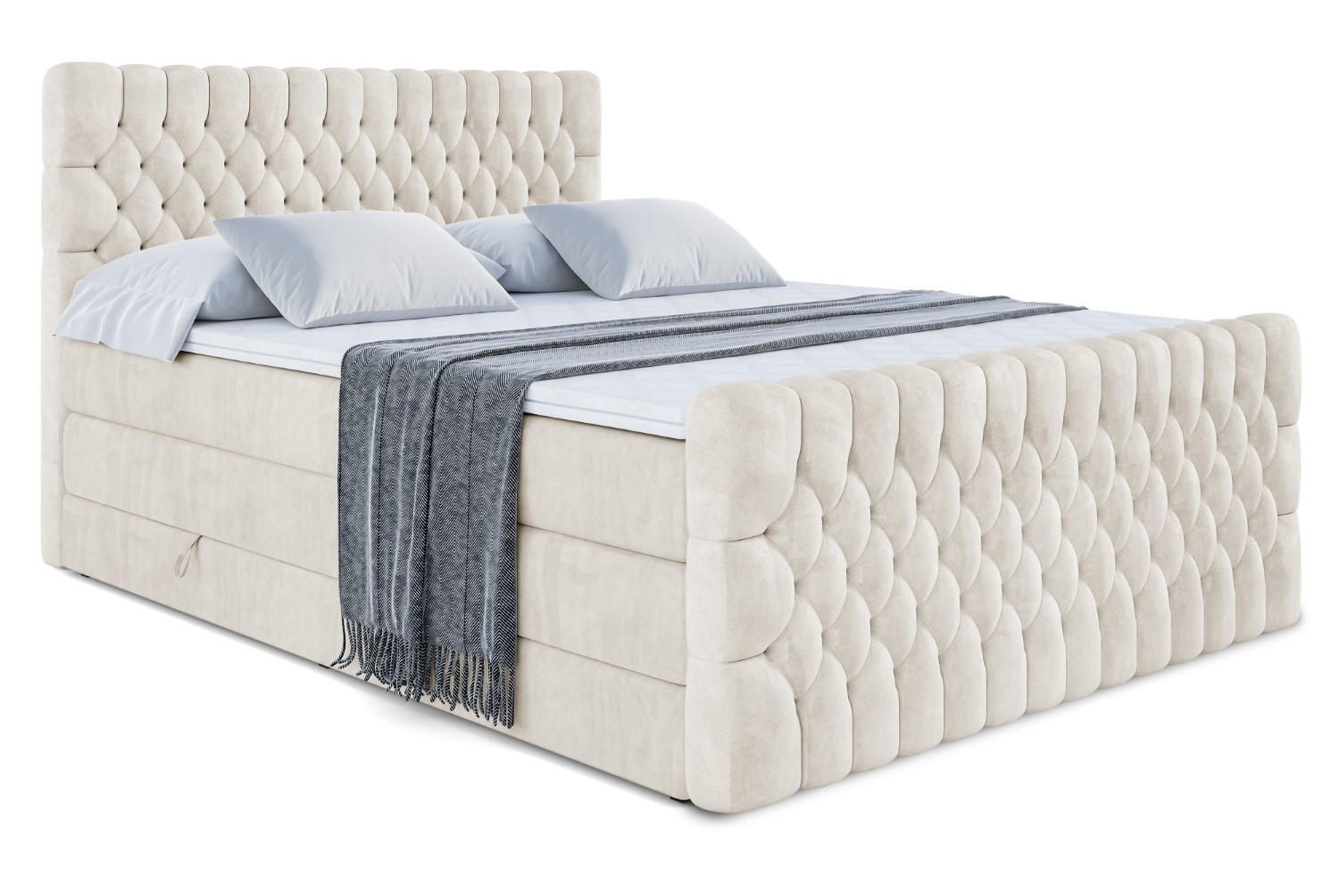 BOXSPRINGBETT SERENE-Z KING - 160 x 200 - H3/H4 - Ecru - Ecru, Holzwerkstoff (160/200cm) - ALTDECOR