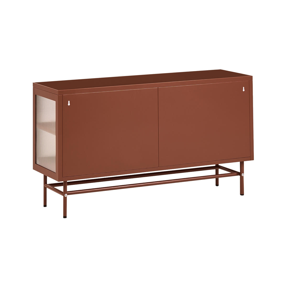 SIDEBOARD mit Glastüren Metall 115 cm Goldbraun Devon - Goldfarben/Braun, Metall (115/64/35cm) - Beliani