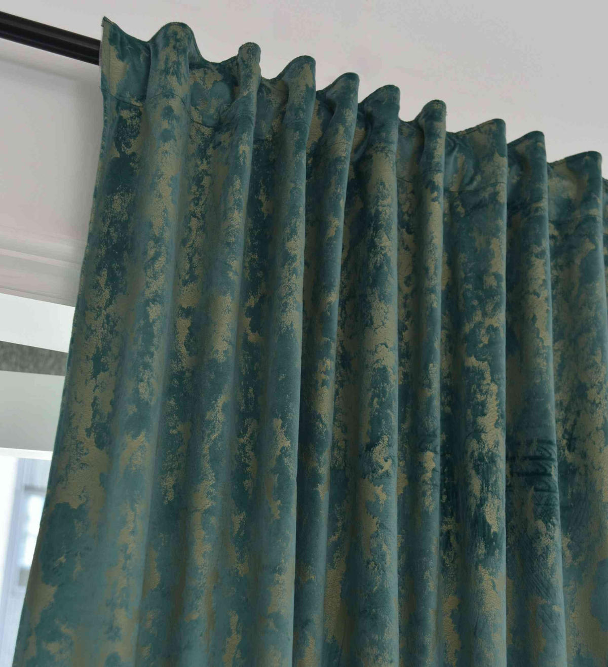 VORHANG SAMT MILANO STAR HxB 245x140 cm Grün Gold - Grün, Textil (140/245cm) - Gardinenbox