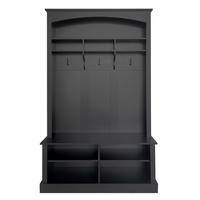 GARDEROBEN-SET in Schwarz 3-in-1 Lösung mit Schuhbank & verstellbaren Ablagen - Schwarz, Holzwerkstoff (120/190/40cm) - Urban Meuble