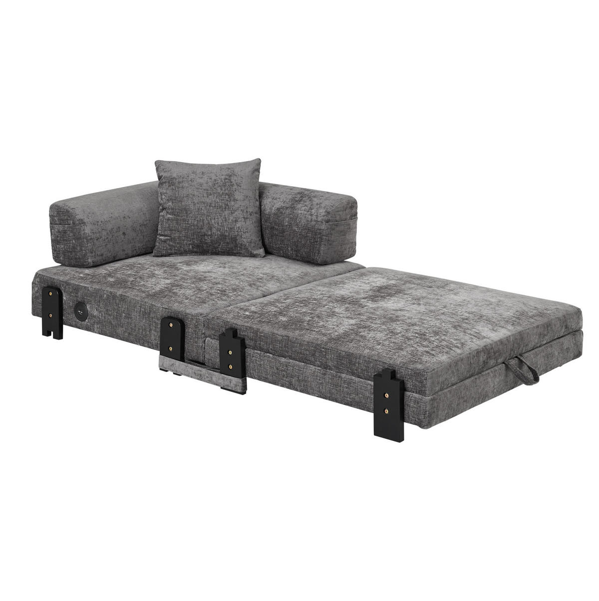 SCHLAFSOFA 2-in-1 mit USB- und Type-C-Anschluss, Stauraum und Seitentaschen, Dunkelgrau - Dunkelgrau, Textil (84/48/170.5cm) - Redom