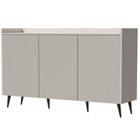 KOMODA Amfali se 3 dveřmi, drážkovaná čela, systém Push-to-open, kovové nohy, 150 cm, kašmír - černá/kašmírová, kov/kompozitní dřevo (150/92/41cm) - Beautysofa