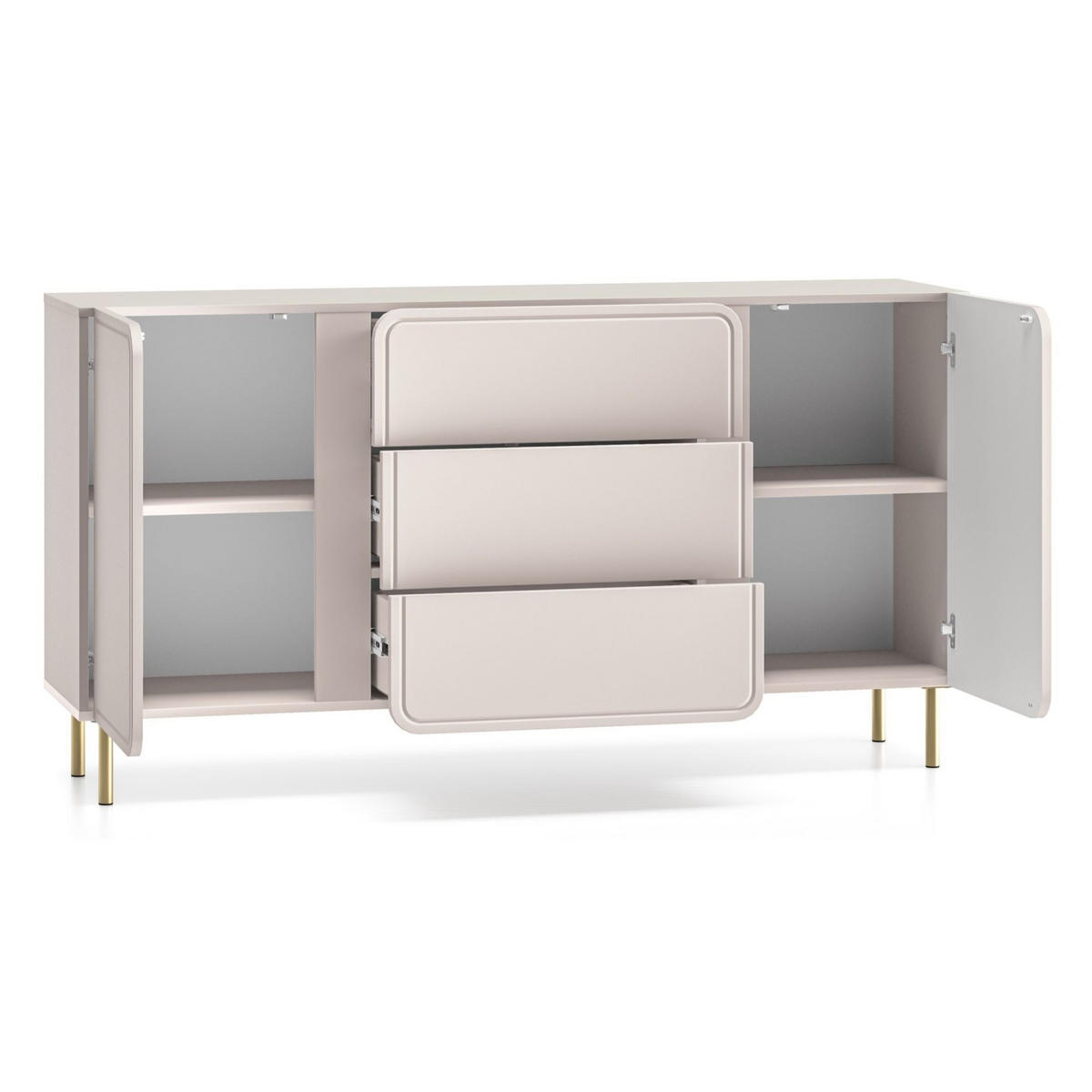 SIDEBOARD Loppa Kaschmirbeige 160 cm - Beige/Goldfarben, Holzwerkstoff/Metall (160/85/40cm) - Selsey