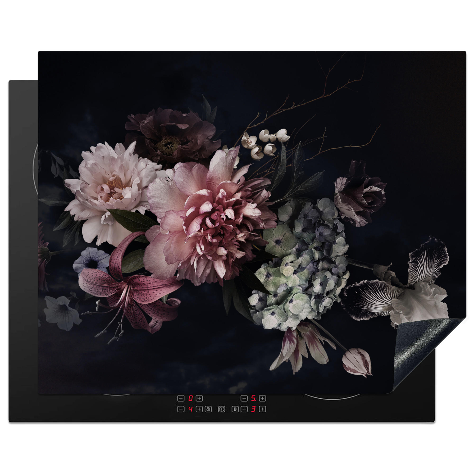 HERDABDECKPLATTE Blumen - Vintage - Pastell - Rosa - Weiß 65x52 cm - Altrosa, Kunststoff (65/0.2/52cm) - MuchoWow