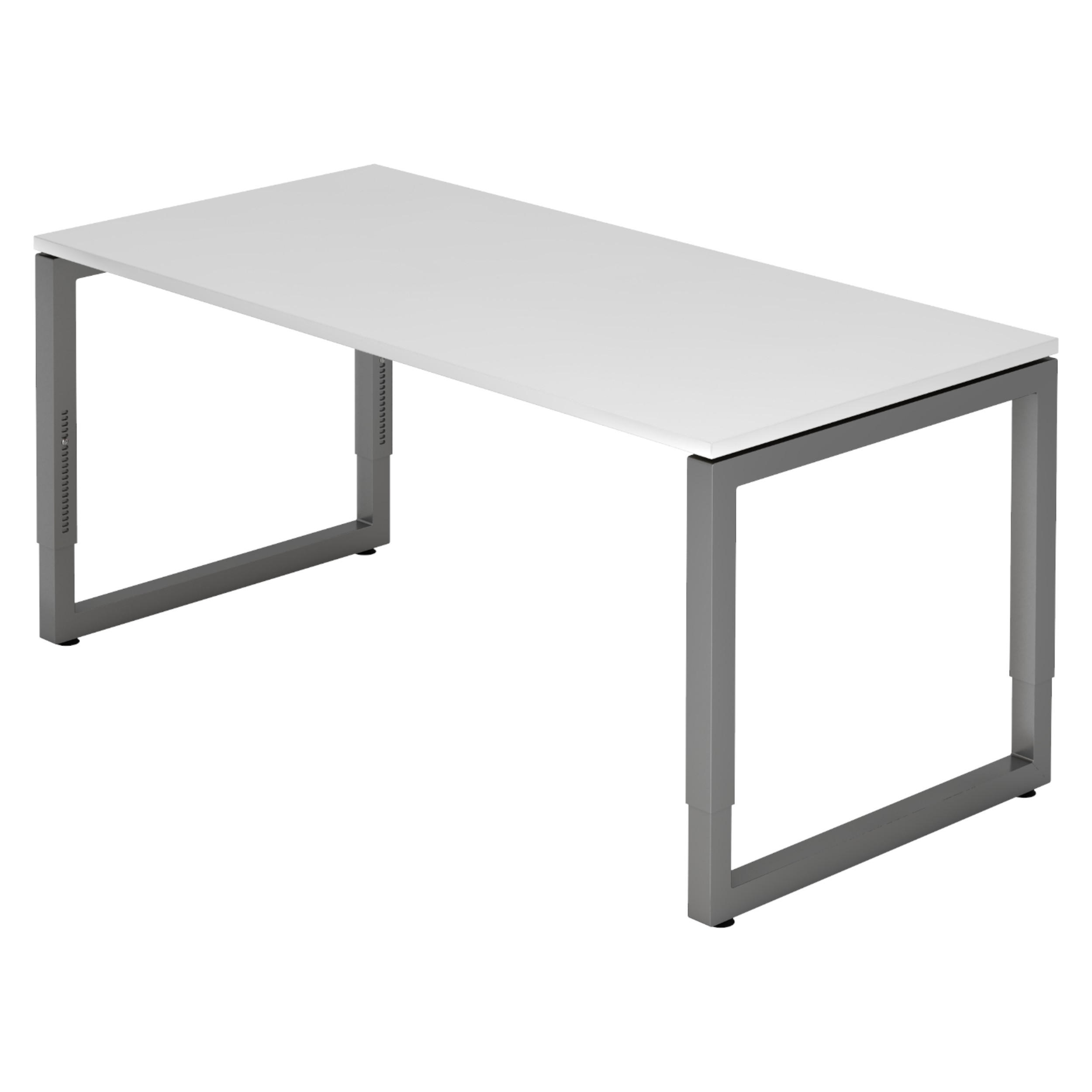 SCHREIBTISCH Serie-R 80/160/74 cm in Weiß/Graphitfarben - Graphitfarben/Weiß, Holzwerkstoff (80/160/74cm) - bümö