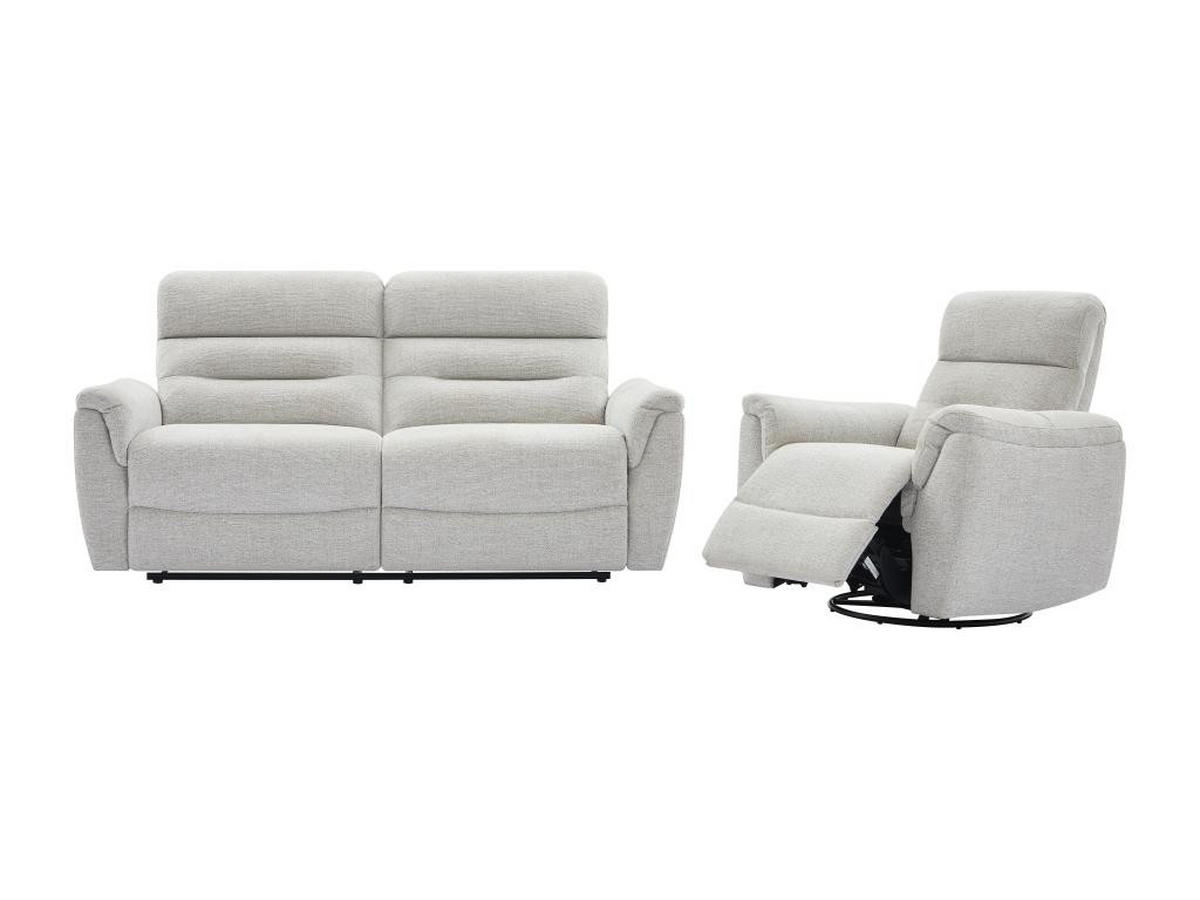 3-SITZER Sofa + elektrischer Relaxsessel - Strukturstoff - Hellgrau - BREVIO - Hellgrau, Textil (91/101/193cm) - Vente-Unique