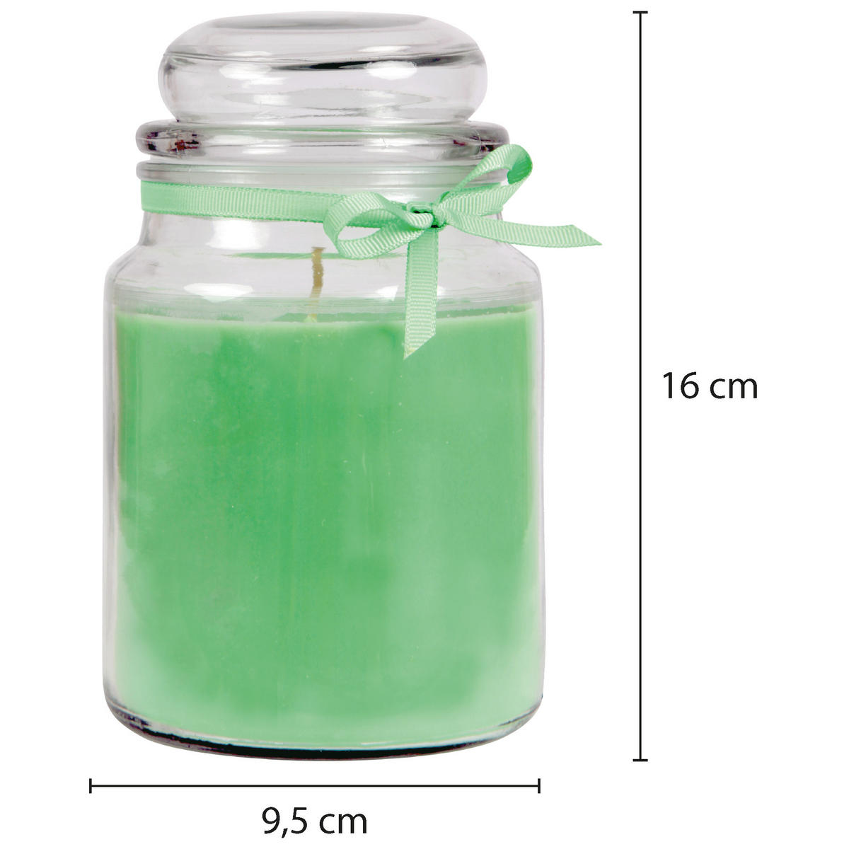 DUFTKERZE im Bonbonglas mit Deckel Kokosnuss & Limette 110h - Grün, Glas (10/16cm)