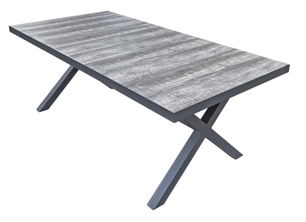 GARTENTISCH Inger Terrassentisch - Dunkelgrau, Metall (202/100/75cm) - DELUKE