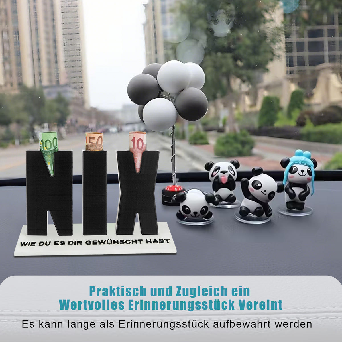 GELDGESCHENK NIX 3D Buchstaben Holz mit Löchern Geburtstag Geschenkidee - Schwarz, Metall (8/13.9/5cm)