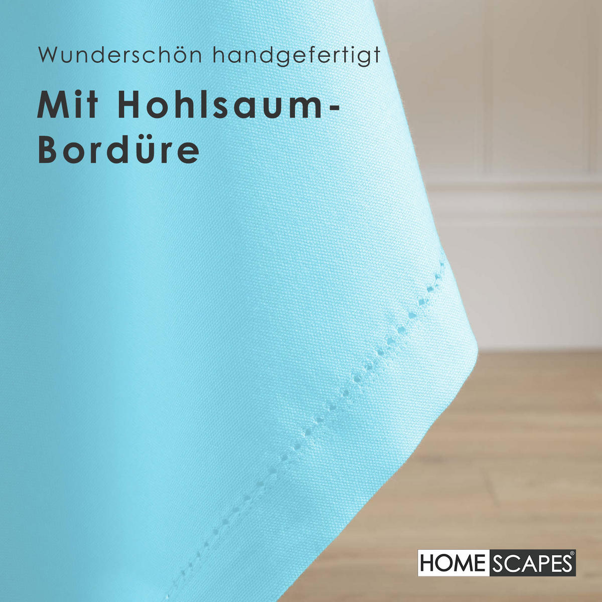 TISCHDECKE hellblau rund 178 cm, 100% Baumwolle - Hellblau, Textil (178/178cm) - Homescapes