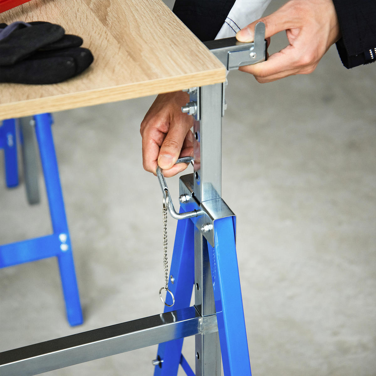 UNTERSTELLBOCK, 2 x Gerüstbock, Stahl - Blau, Metall (68/58/130cm) - HOMCOM