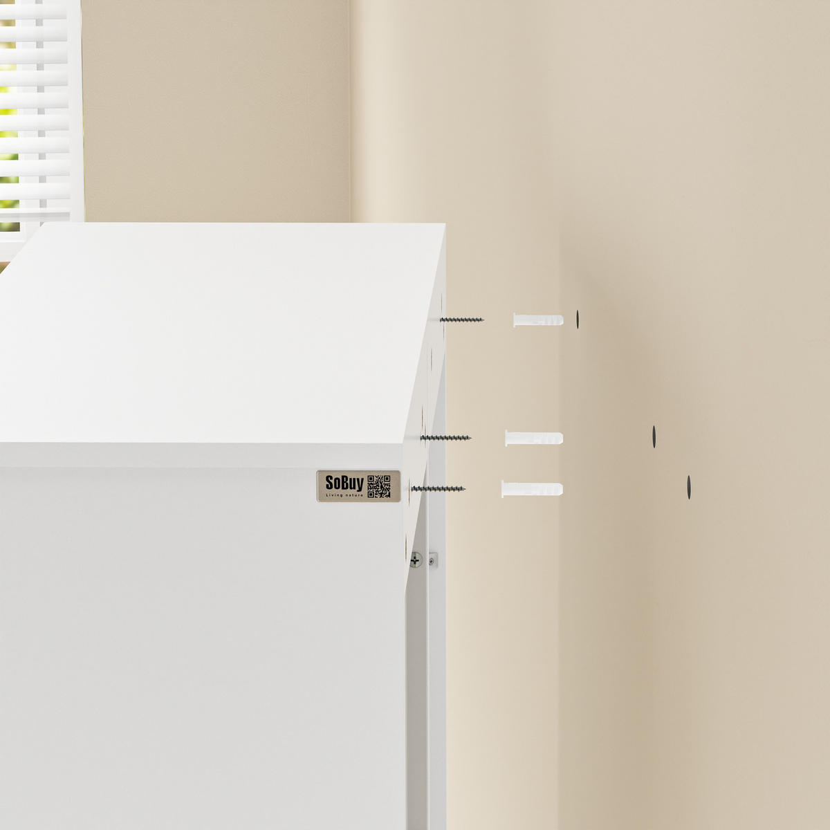 WANDSCHRANK mit Tür und Lochwand STR16-W - Weiß, Holzwerkstoff (25.1/70.2/70cm) - SoBuy