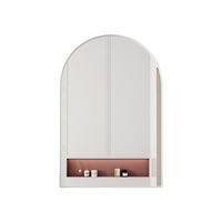 SPIEGELSCHRANK gewölbt mit weißem Metallrahmen – Wandschrank mit Spiegel & verstellbaren Ablagen, für Bad, Wohn- & Schlafzimmer - Weiß, Metall (61/12/91cm) - Ej. Life