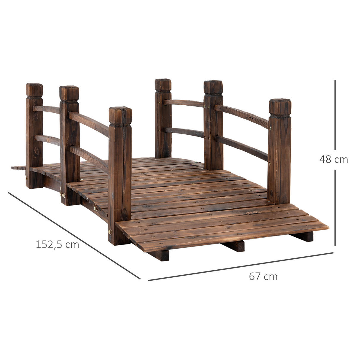 GARTENBRÜCKE, Tannenholz, Dunkelbraun - Dunkelbraun, Holz (1525/67/48cm) - Outsunny