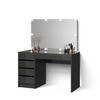 SCHMINKTISCH-SET Imola Schwarz/Gold 120 cm mit LED Beleuchtung - Goldfarben/Schwarz, Holzwerkstoff (120/75/55cm) - Livinity®