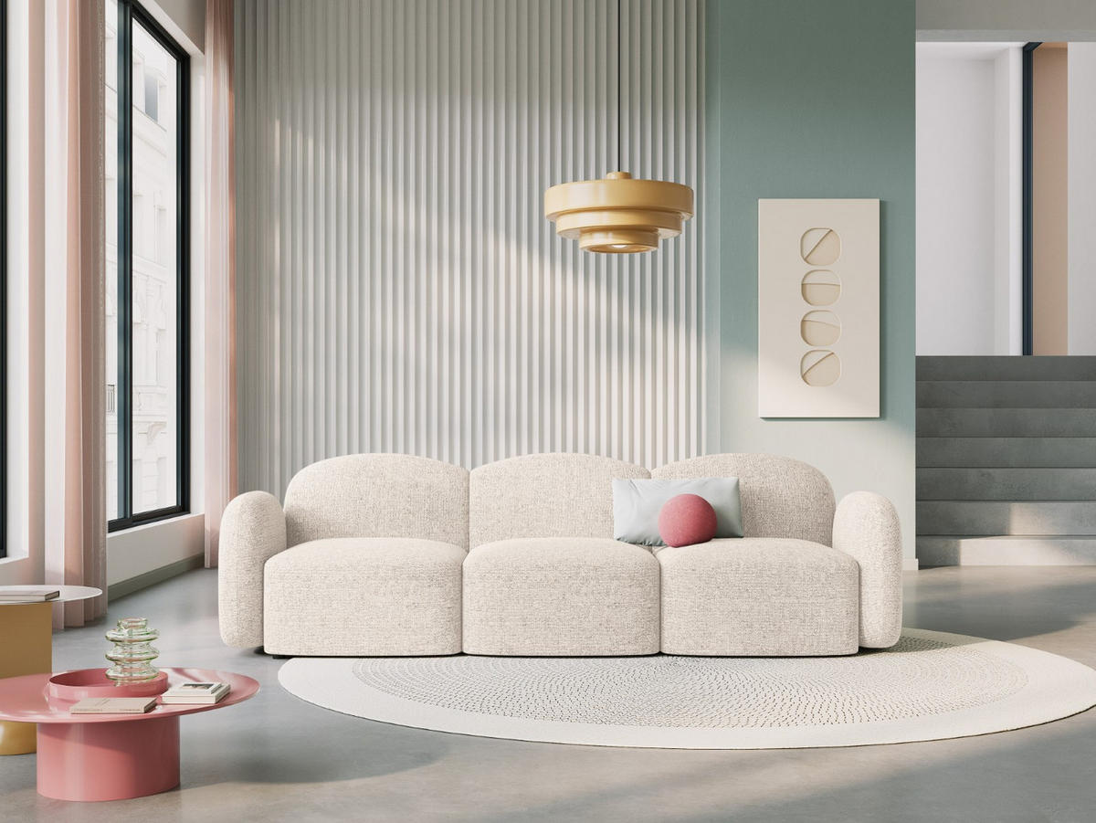 SOFA Blair aus Chenille-Stoff beige clair melange 3 Sitzplätze - Beige, Textil (87/80/272cm) - Micadoni
