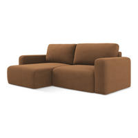 ECKSOFA mit Schlaffunktion links Strukturstoff Stoff Orange - Beige/Terra cotta, Kunststoff/Textil (149/244cm) - Makamii
