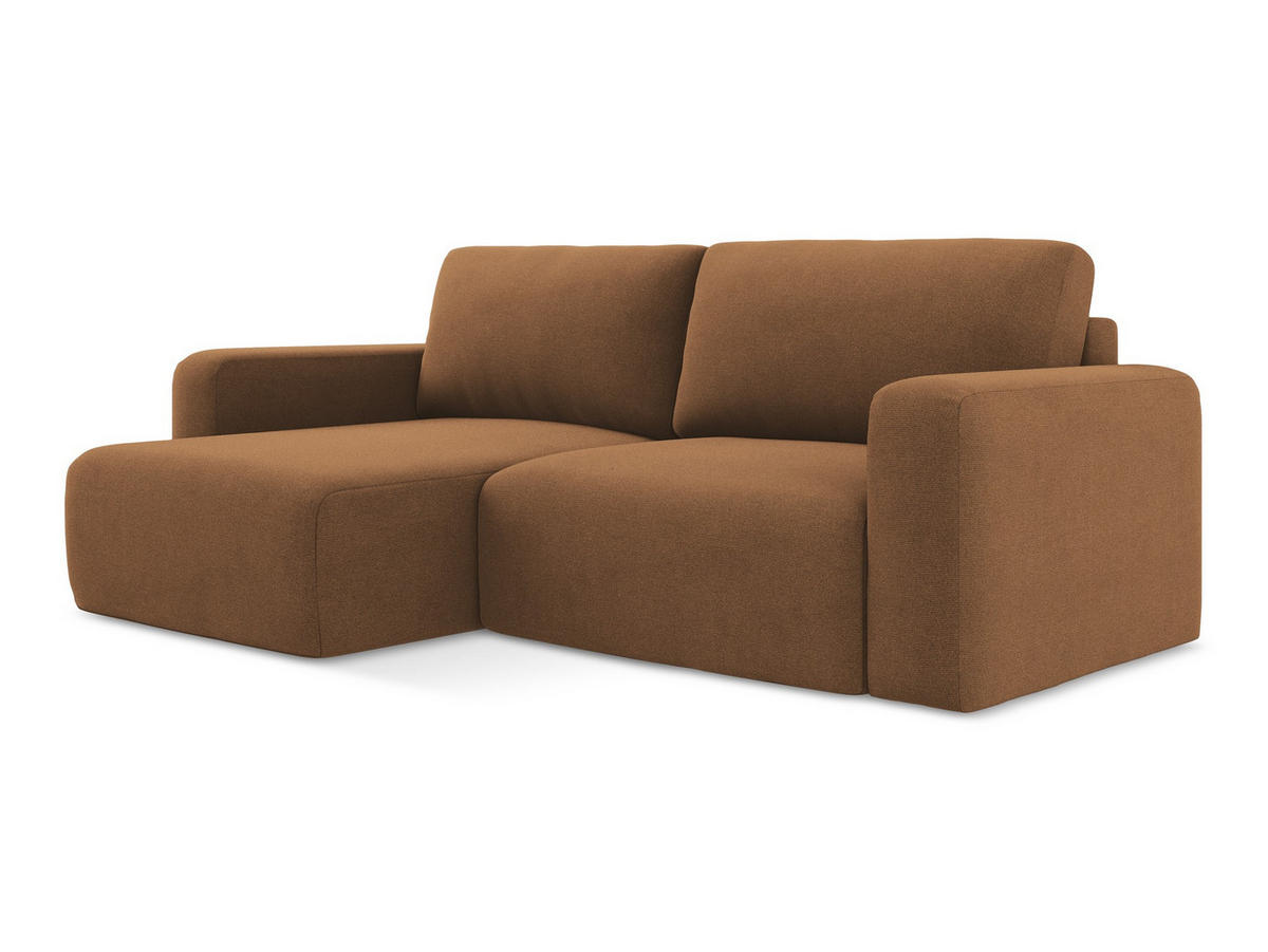 ECKSOFA mit Schlaffunktion links Strukturstoff Stoff Orange - Beige/Terra cotta, Kunststoff/Textil (149/244cm) - Makamii