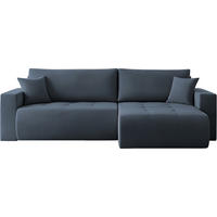ECKSOFA Alva 3-Sitzer Universall Rechts/Links, Strukturstoff Dunkelblau 277/154/83 cm - Schwarz/Dunkelblau, Textil (277/154cm) - WFL GROUP