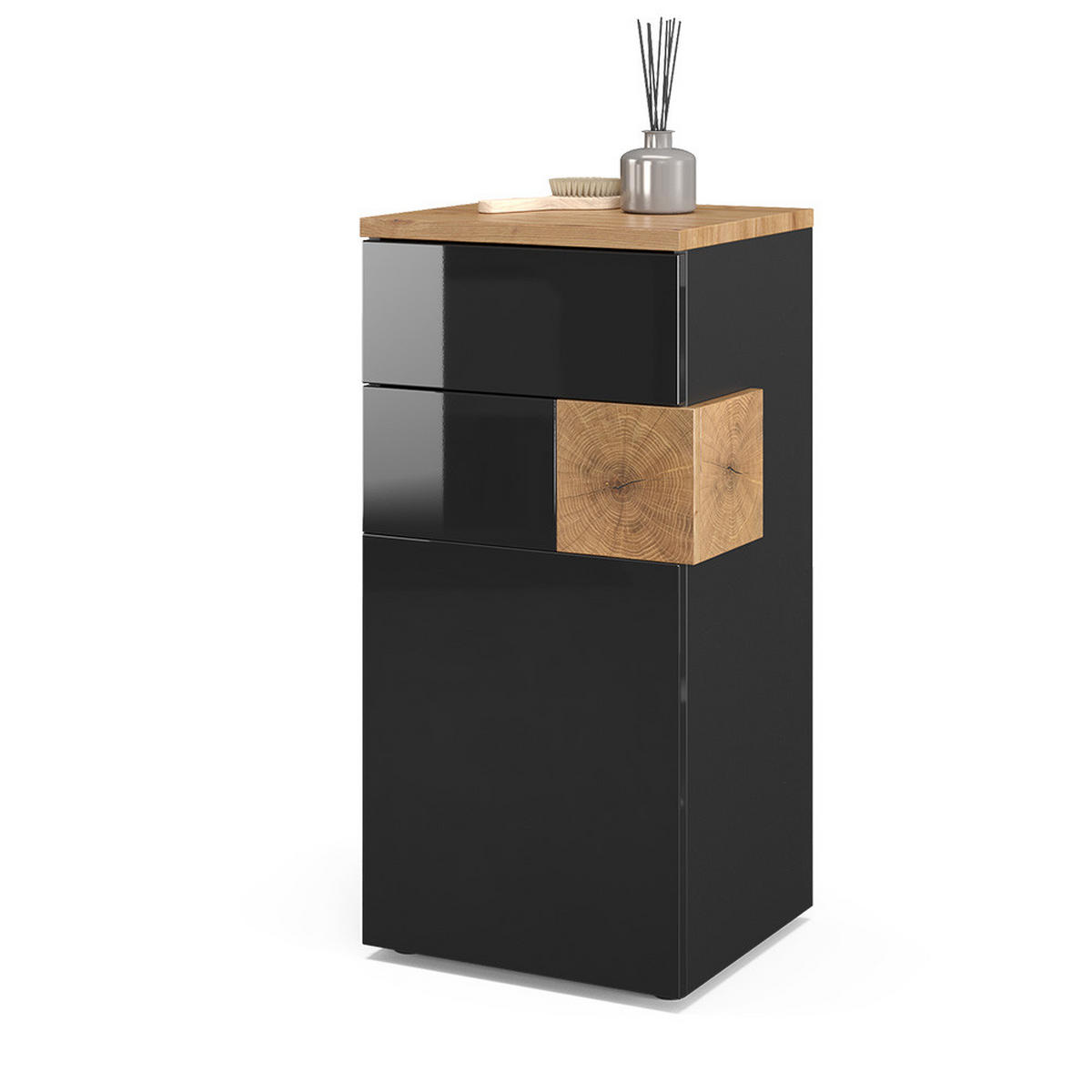 MIDISCHRANK Eden Anthrazit 40 x 84 cm - Anthrazit/Eiche Artisan, Holzwerkstoff (40/84/37cm) - Vicco