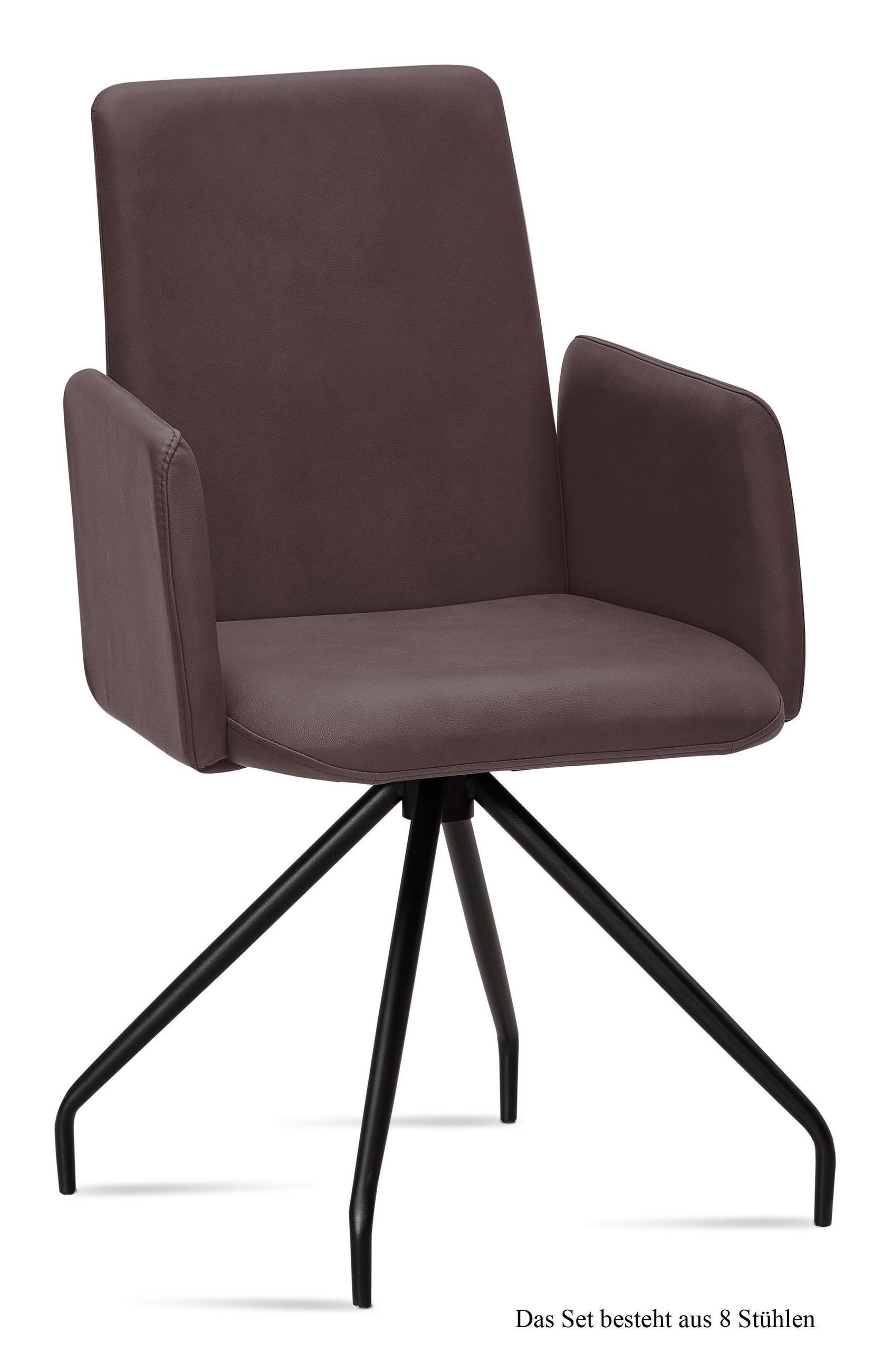 ARMLEHNSTUHL (8er-Set) Detana 52x92x60 Schwarz/Braun - Schwarz/Braun, Kunststoff (60/92/52cm) - 58aufmkessel