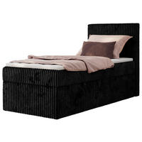BOXBETT TILIANO 90/200 - Schwarz Cord - H4 - Visco Topper - Rechts - Schwarz, Textil (90/200cm) - MKS