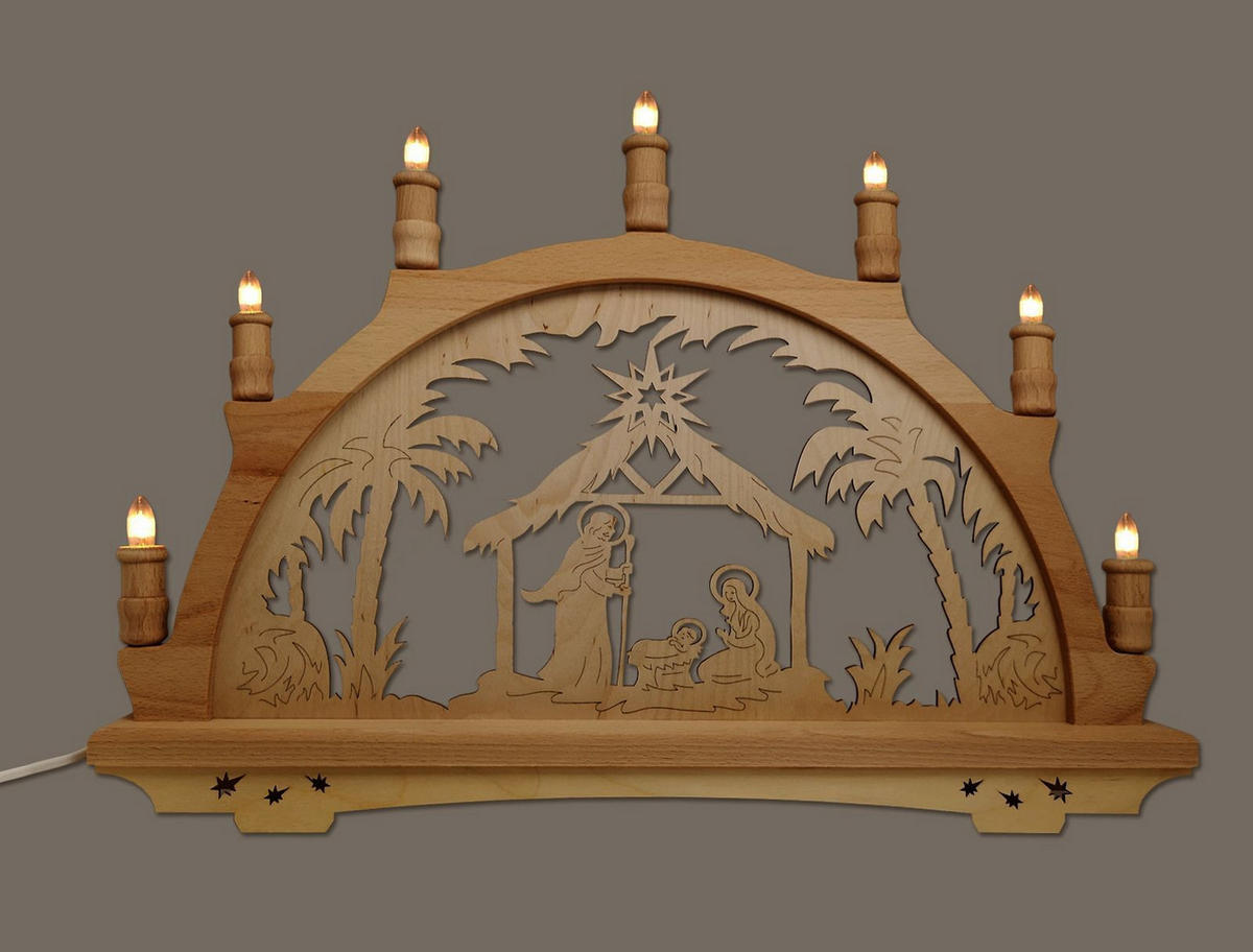 SCHWIBBOGEN Heilige Familie 7-flammig - Multicolor, Holz (0.1/1/0.1cm) - Dekoteam24