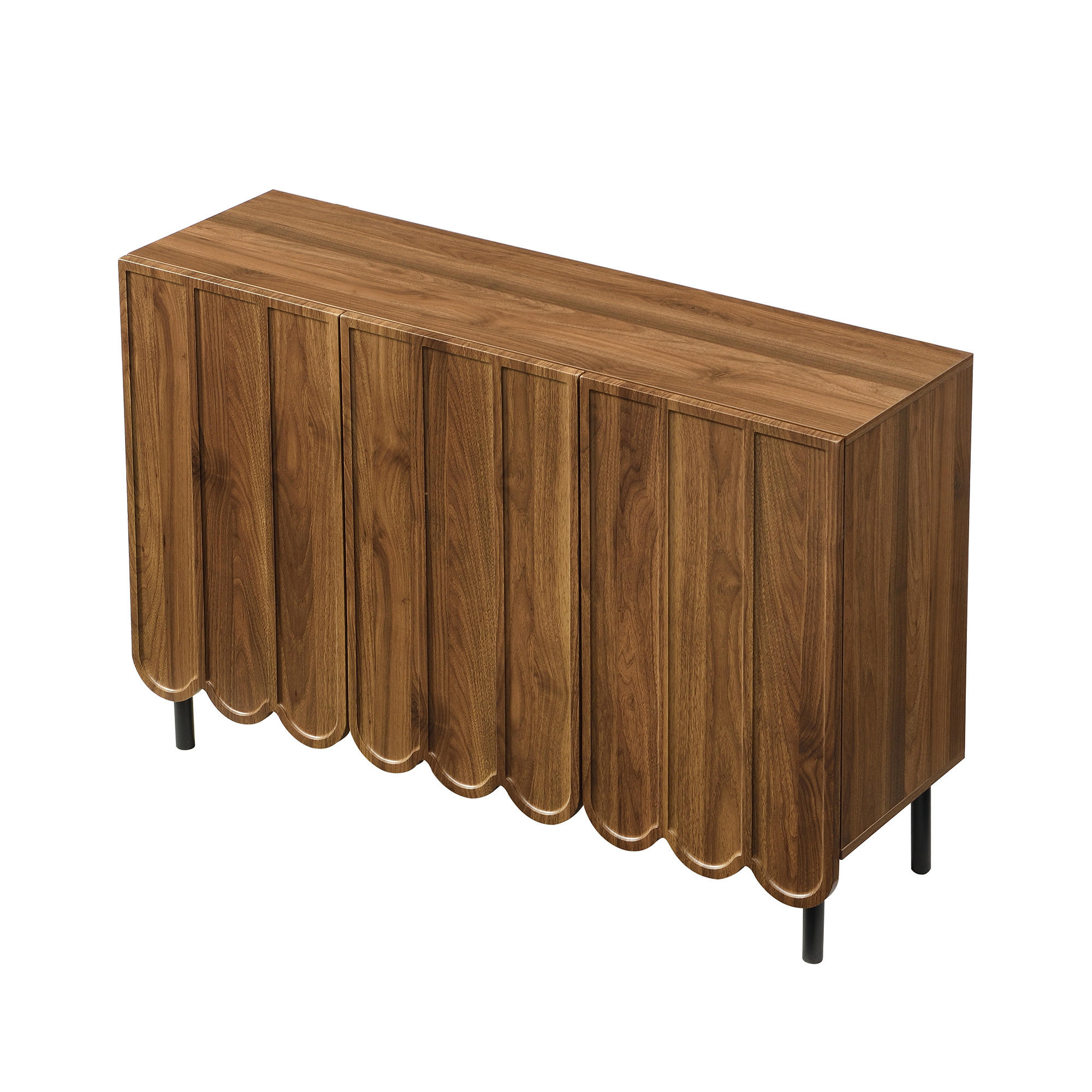 SIDEBOARD DE-37598 120/35/80 cm mit Wellentüren Walnuss - Walnussfarben, Holzwerkstoff (120/80/35cm) - ComfortXL