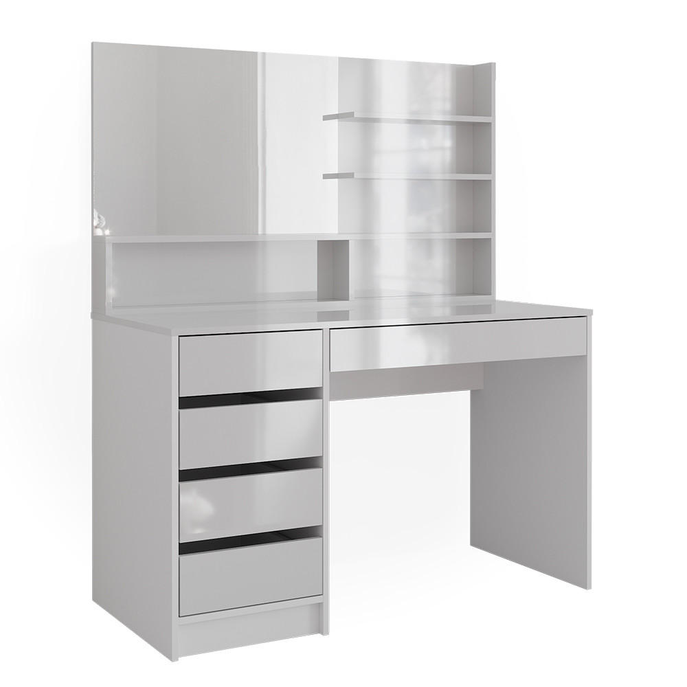 SCHMINKTISCH Sherry Weiß 145 cm mit Spiegel - Weiß, Holzwerkstoff (55/75/145cm) - Vicco