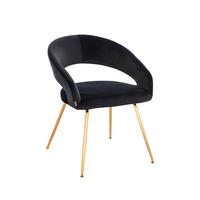 ESSZIMMERSTUHL LYRIC - Menge: 1, Farbe: Samt Schwarz - Schwarz, Textil/Metall (75/61/57cm) - Home Deluxe
