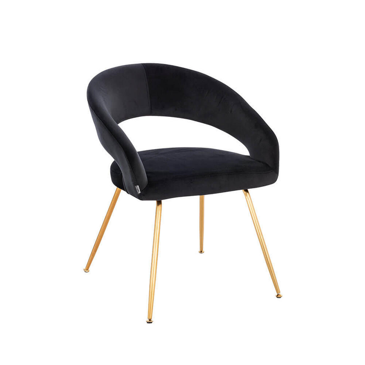 ESSZIMMERSTUHL LYRIC - Menge: 1, Farbe: Samt Schwarz - Schwarz, Textil/Metall (75/61/57cm) - Home Deluxe